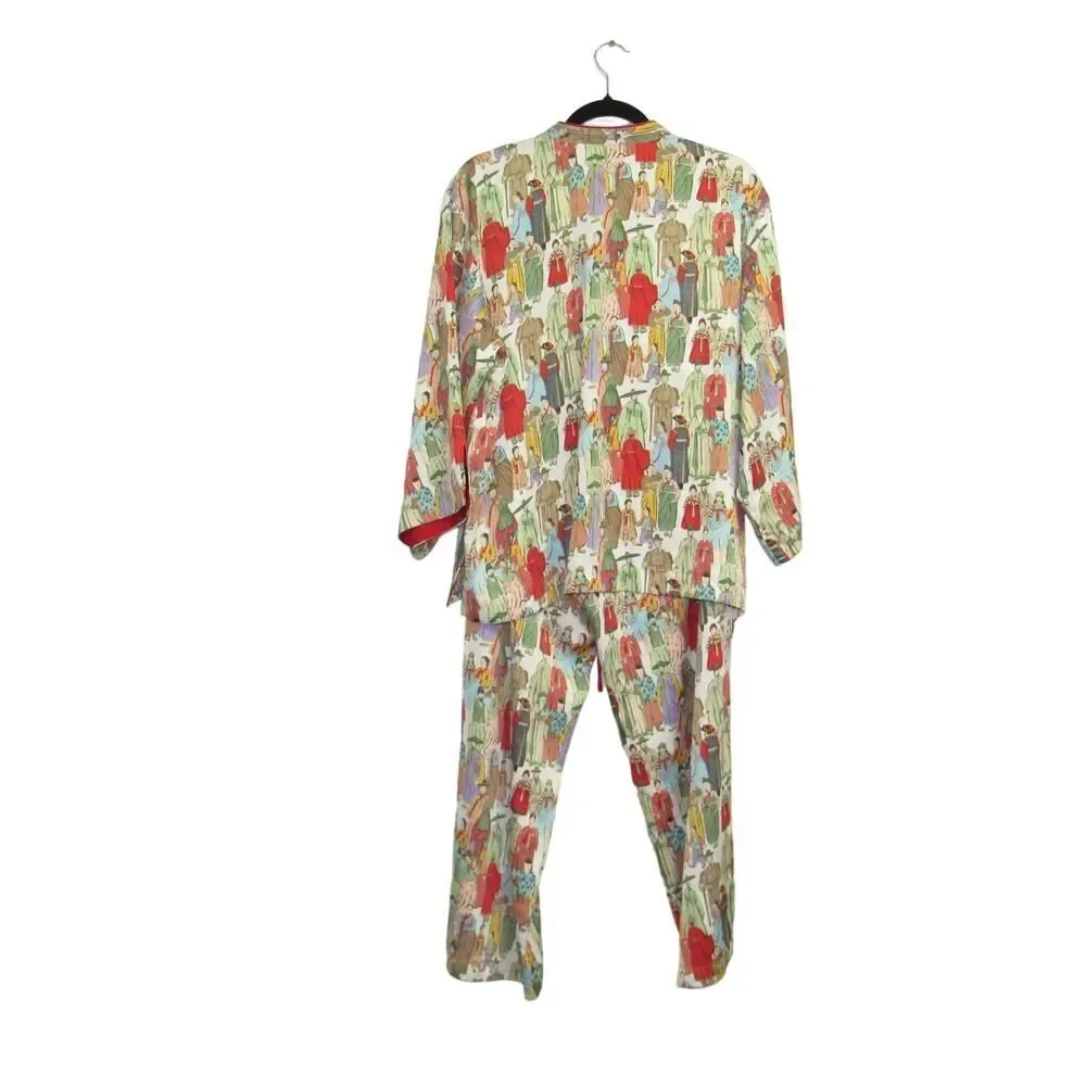 Natori Women's Dynasty Pajama Set in Red Print - Picture 7 of 9